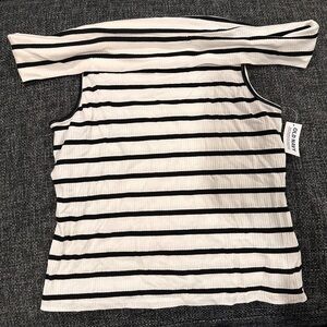 Old Navy Black and White Striped Off the Shoulder Top